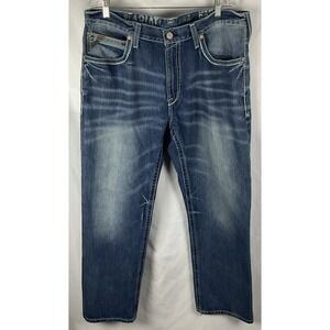 Ariat Men's M4 38x32 Low Rise Relaxed Boot Cut Blue Denim Jeans Western Cowboy